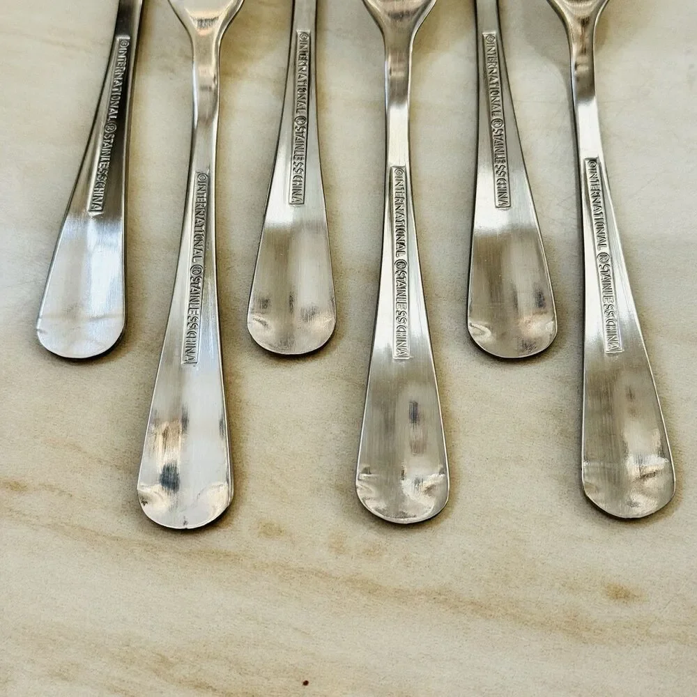 6pc INTERNATIONAL Gran Royal Stainless Cocktail/Seafood Forks 5 5/8” Glossy